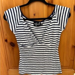Hell Bunny Black and White Striped Women's Top